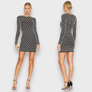 Retrofete Harlowe Crystal Embellished Jeweled Black Mini Party Dress Size Medium